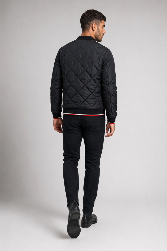 Quilted Jacket for Men - A Stylish Bomber Black