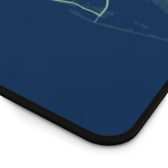 Radiant New York City Map Desk Pad: dark navy blue, light green map, minimal map graphic style