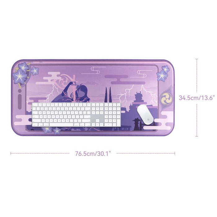 Raiden Shogun Mouse Pad: Aesthetic and Durable: purple, lavender anime-style character and fantasy landscape scene, cartoon