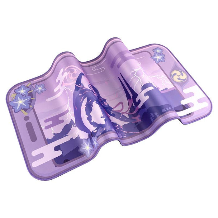 Raiden Shogun Mouse Pad: Aesthetic and Durable: purple, lavender anime-style character and fantasy landscape scene, cartoon