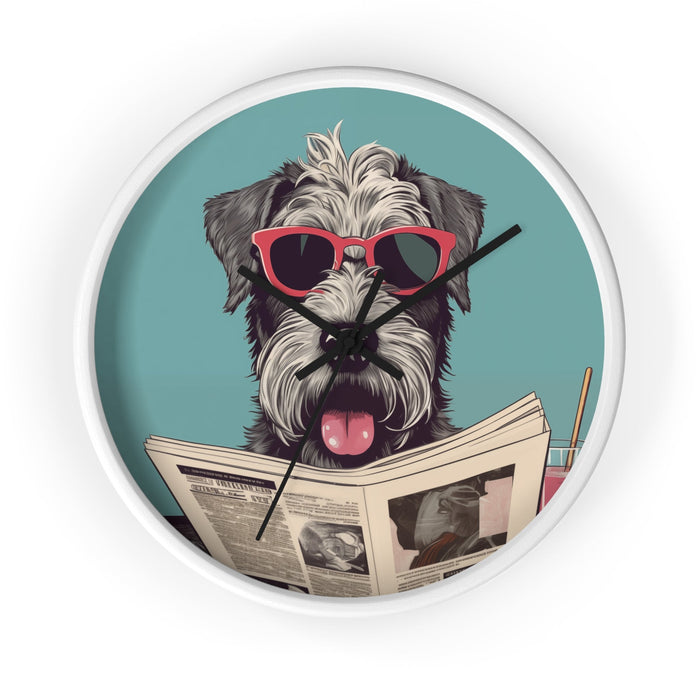 Reading Schnauzer Wall Clock, Stay punctual and add a touch of canine charm to your home or office with this unique wall cloc