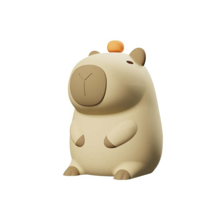 Rechargeable Capybara LED Night Light: cream, brown cartoon capybaras, minimal kawaii cartoon style