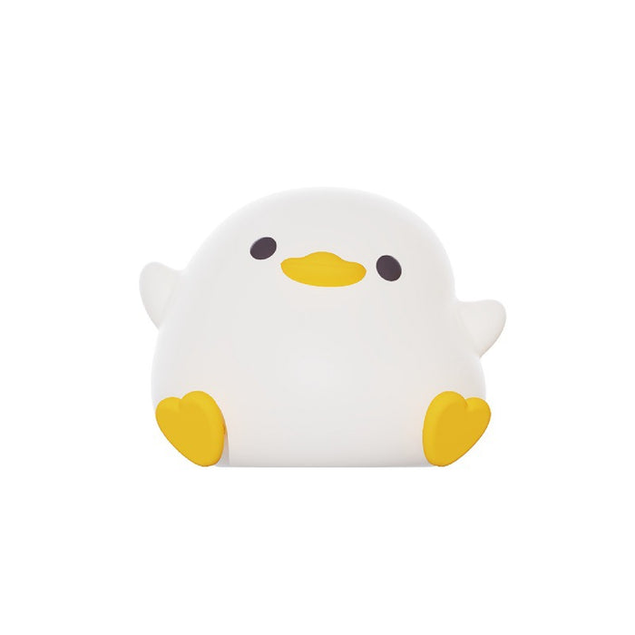 Rechargeable Duck Night Light with Timer: warm white, yellow-orange cartoon chick, kawaii cartoon style