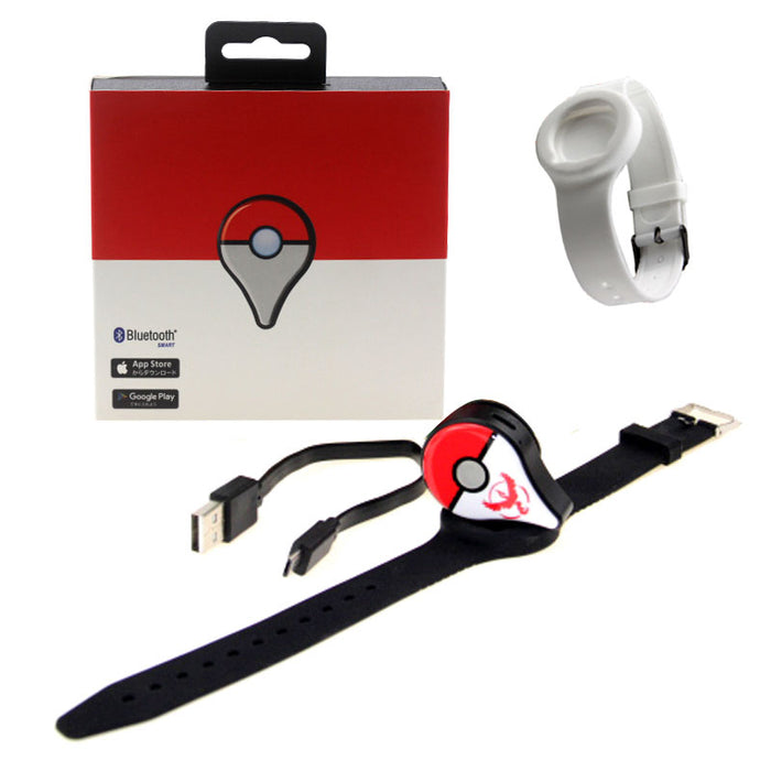 Rechargeable Pokémon Go Wristband with Auto-Catch: red, white Poké Ball-inspired design, cartoon-inspired style