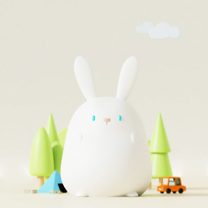 Rechargeable Rabbit Night Light: warm white, blue rabbit character, kawaii, minimal cartoon style