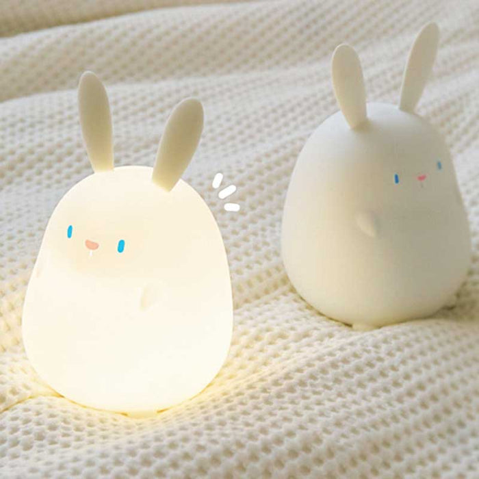 Rechargeable Rabbit Night Light: warm white, blue rabbit character, kawaii, minimal cartoon style