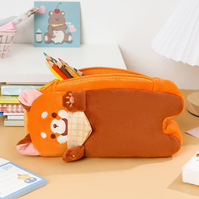 Red Panda Pencil Case, Cute and Functional: orange, brown cartoon bear character, kawaii cartoon style
