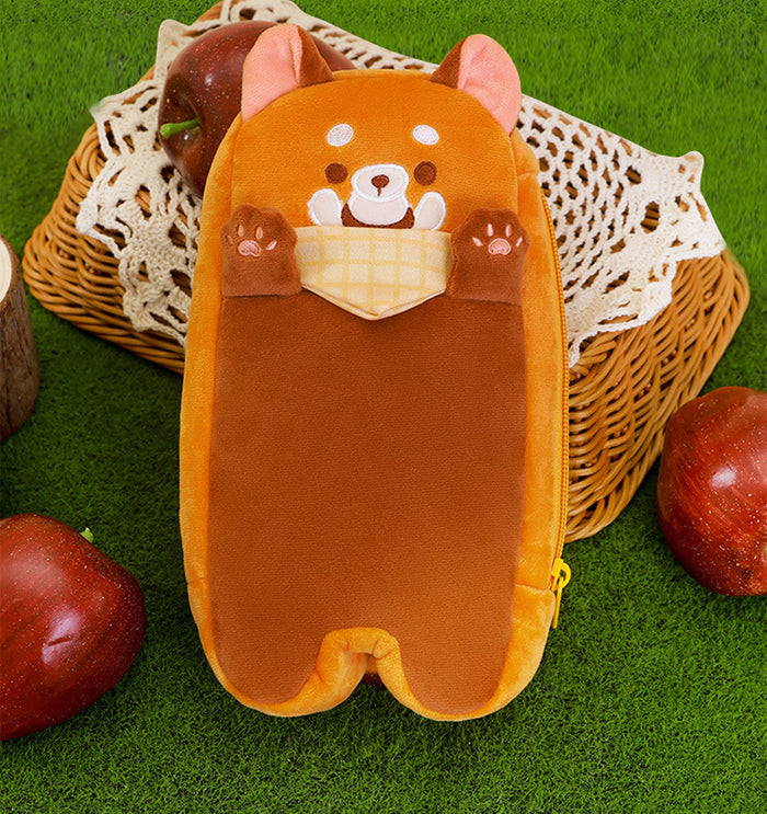 Red Panda Pencil Case, Cute and Functional: orange, brown cartoon bear character, kawaii cartoon style