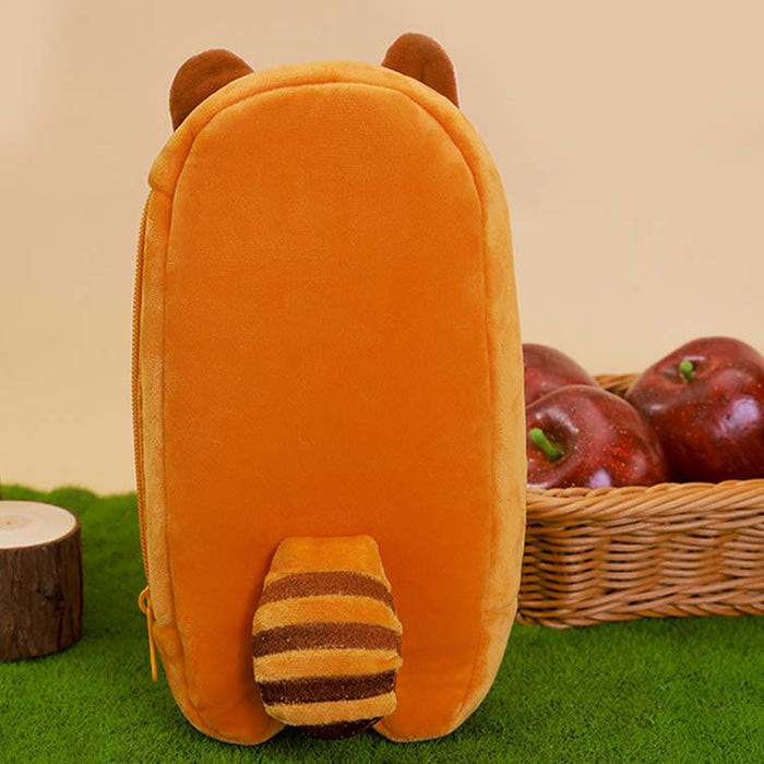 Red Panda Pencil Case, Cute and Functional: orange, brown cartoon bear character, kawaii cartoon style