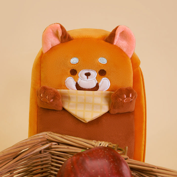 Red Panda Pencil Case, Cute and Functional: orange, brown cartoon bear character, kawaii cartoon style