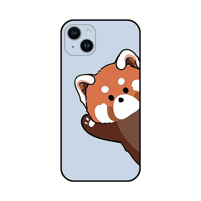 Red Panda Phone Case with Designs: light blue, orange-red red panda character, kawaii cartoon style