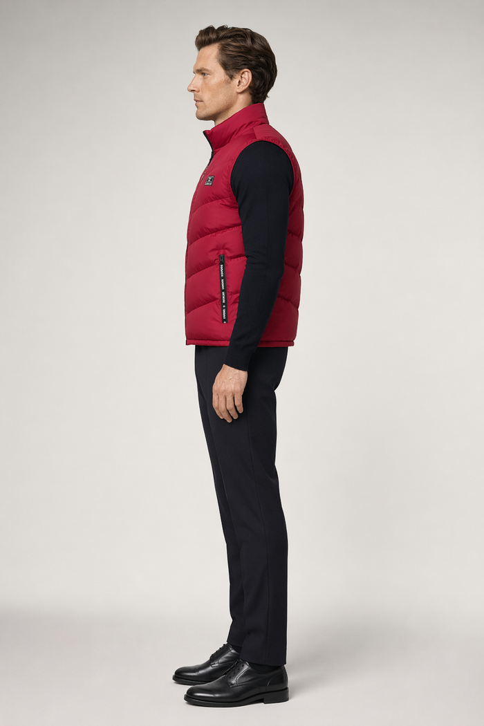 Red Puffer Vest with Elevated Collar for Men Default
