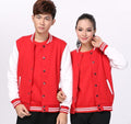 Red Unisex Baseball Coat: red, white matching varsity jackets