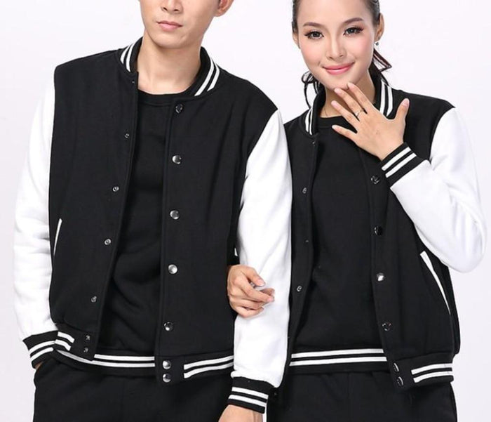 Red Unisex Baseball Coat: red, white matching varsity jackets
