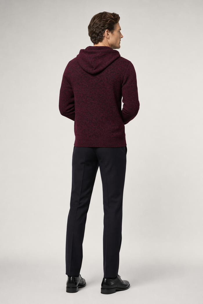 Red Wine Men's Zippered Hooded Jacket Default