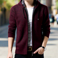 Red Wine Men's Zippered Hooded Jacket: dark burgundy, black zip-up hooded cardigan/jacket, casual minimal style