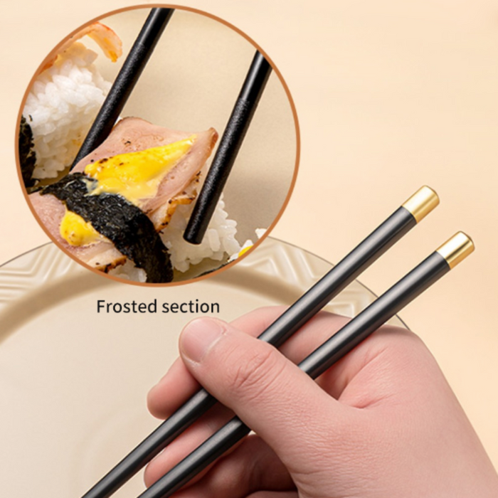 Refined Chopstick Set for Repeated Use: black, gold chopsticks, minimal elegant style
