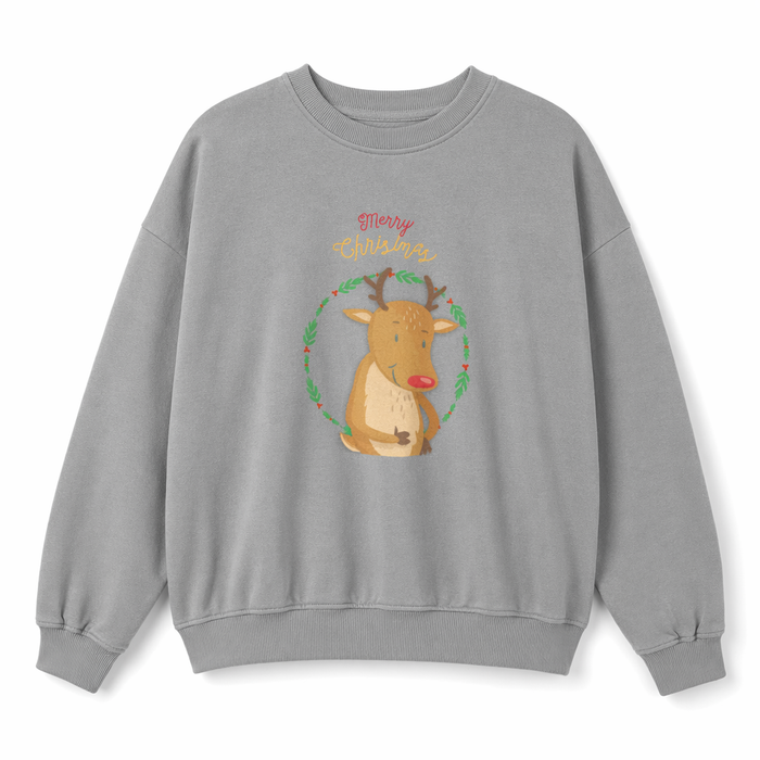 Reindeer Crewneck Sweatshirt for Women Sport Grey