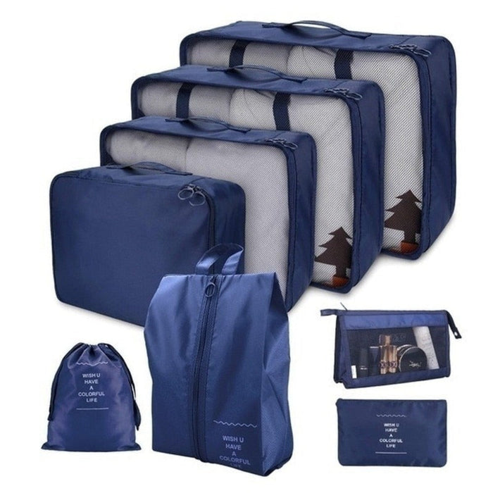 Rephrased Title: 
Set of 8 Waterproof Bags for Organizing and Storage: beige, cream travel packing organizer set, minimal sty