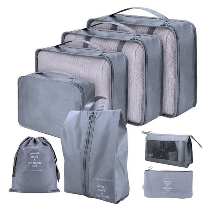 Rephrased Title: 
Set of 8 Waterproof Bags for Organizing and Storage: beige, cream travel packing organizer set, minimal sty