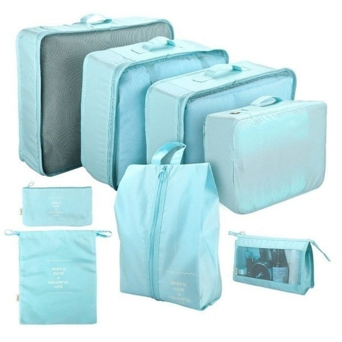 Rephrased Title: 
Set of 8 Waterproof Bags for Organizing and Storage: beige, cream travel packing organizer set, minimal sty