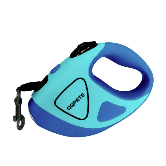 Retractable Canine Leash with Brilliant LED Torch: white, black retractable pet leash, modern minimal style