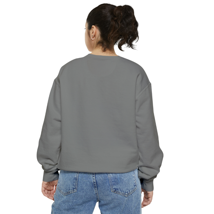 Retro New York Sweater: gray, burgundy crewneck sweatshirt, casual minimal graphic style