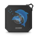 Retro Pixel Dolphin Ninja Waterproof Bluetooth Speaker: black, dark gray blue dolphin graphic, graphic, sporty style