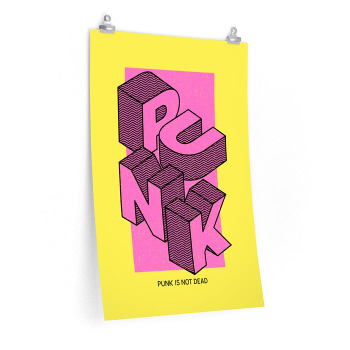 Retro Punk Lives Poster: yellow, pink punk typography, graphic punk, retro poster design style