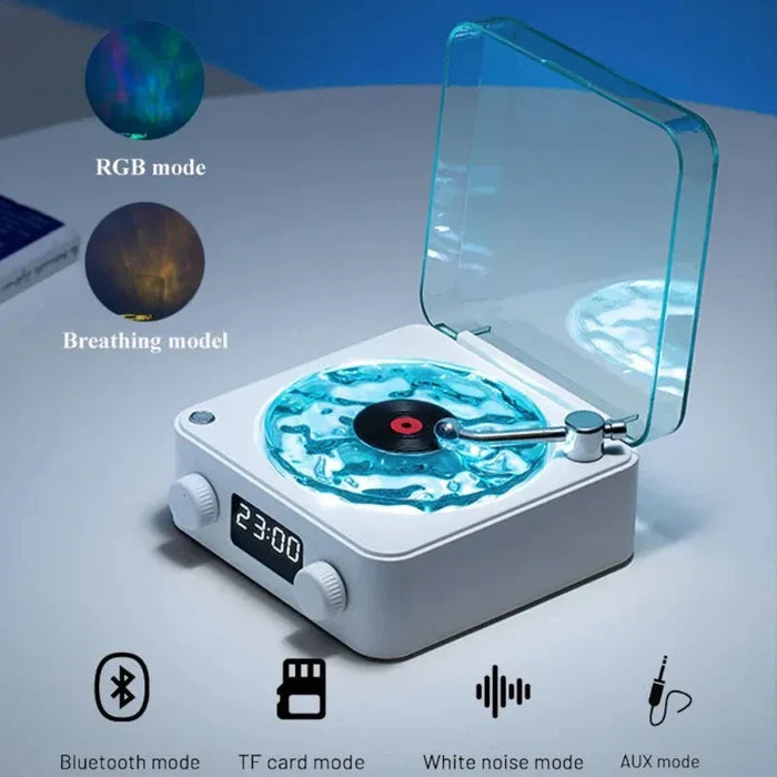 Retro Speaker with Waves Theme and Mini Bluetooth Connectivity: pink, rose gold portable turntable/record player, retro-moder