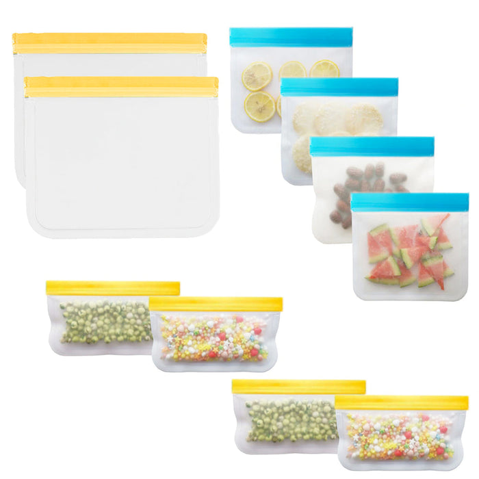 Reusable Leak Proof Food Storage Zip Bags, 10 Piece Pack: Environmentally Conscious and Sustainable Choice for Storing Your F