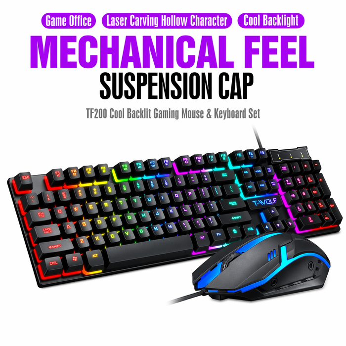 RGB Backlit Gaming Keyboard and Mouse Bundle with 104 Keys Default