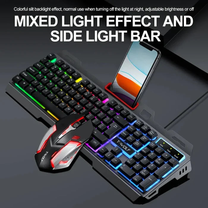 RGB Gaming Keyboard and Mouse Set, Ninja Edition: black, dark gray illuminated keyboard and mouse set, gaming, futuristic sty
