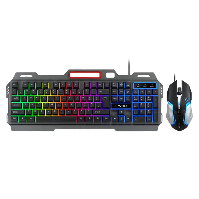 RGB Gaming Keyboard and Mouse Set, Ninja Edition: black, dark gray illuminated keyboard and mouse set, gaming, futuristic sty