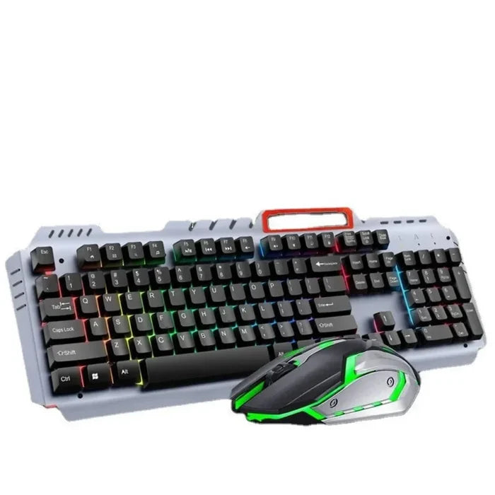 RGB Gaming Keyboard and Mouse Set, Ninja Edition: black, dark gray illuminated keyboard and mouse set, gaming, futuristic sty