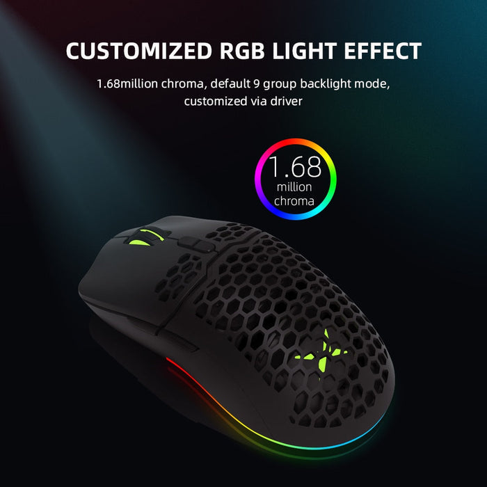 RGB Gaming Mouse with 16000 DPI Capability: black, neon green wired computer mouse, gaming, futuristic style