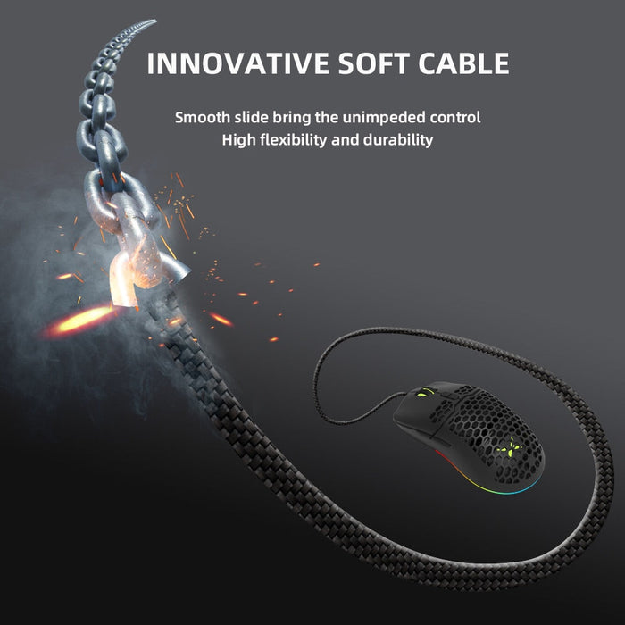 RGB Gaming Mouse with 16000 DPI Capability: black, neon green wired computer mouse, gaming, futuristic style
