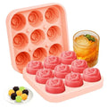 Rose-Shaped Ice Mold with 9 Grids: peach pink, pink rose flowers, decorative floral style
