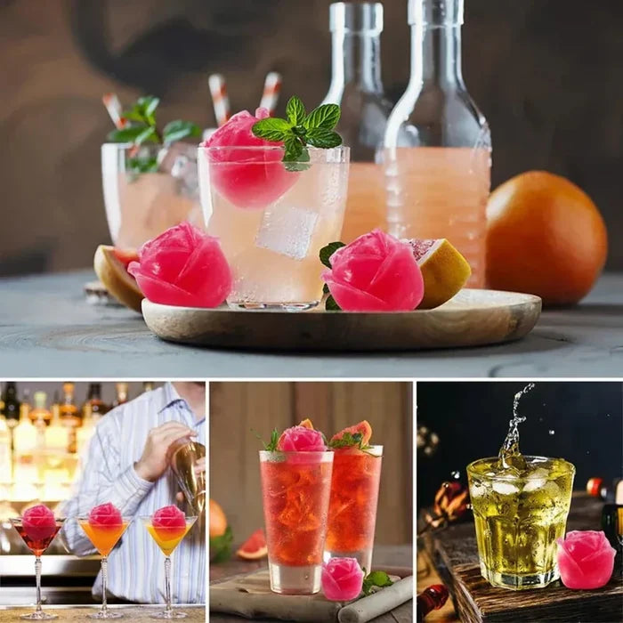 Rose-Shaped Ice Mold with 9 Grids: peach pink, pink rose flowers, decorative floral style