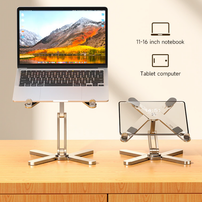 Rotatable Notebook Stand with Premium Features: silver, gray adjustable laptop/tablet stand, minimal style