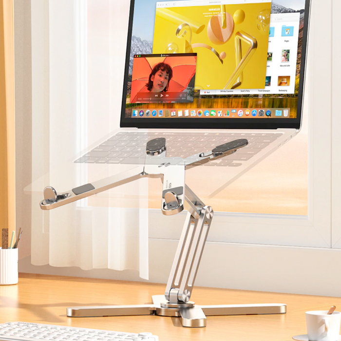 Rotatable Notebook Stand with Premium Features: silver, gray adjustable laptop/tablet stand, minimal style