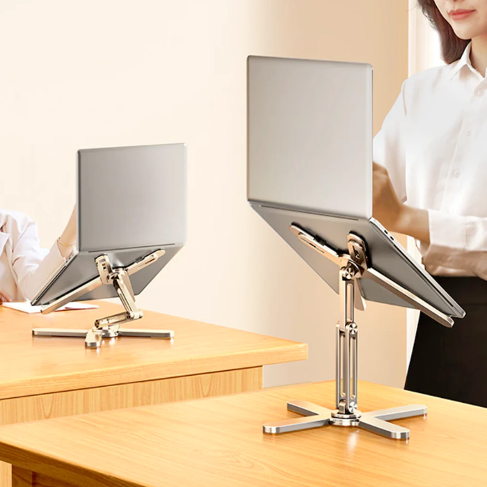 Rotatable Notebook Stand with Premium Features: silver, gray adjustable laptop/tablet stand, minimal style