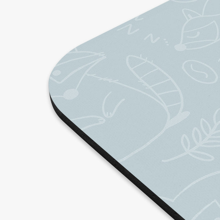 Rouge Bandit Mouse Mat: brown, gray raccoon, cute cartoon illustration style