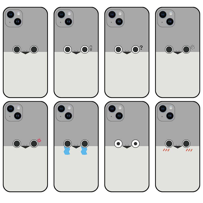 Sacabambaspis Meme Fish Phone Case: gray, off-white cartoon face expressions, minimal kawaii cartoon style