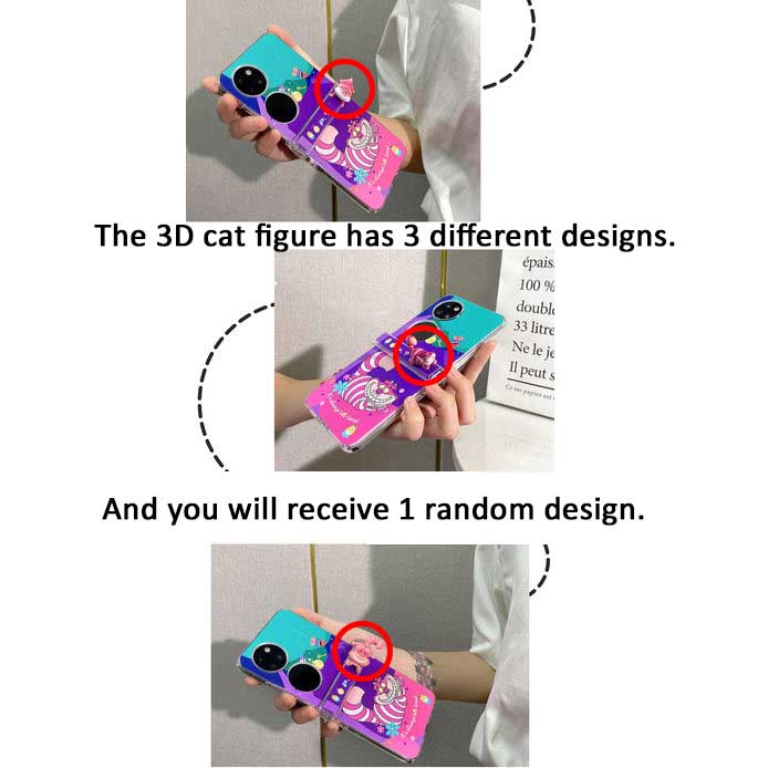 Samsung Galaxy Flip 4 Phone Cases: purple, pink Cheshire Cat character, cartoon, kawaii style