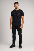 Samurai-Inspired Short Sleeve Tee for Men Black