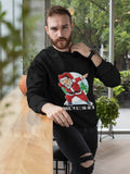 Santa Dabbing Men's Crewneck Sweatshirt: black, red Santa Claus Christmas theme, cartoon holiday graphic style