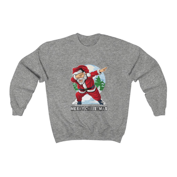 Santa Dabbing Men's Crewneck Sweatshirt: black, red Santa Claus Christmas theme, cartoon holiday graphic style