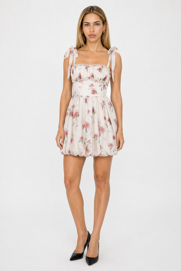 Sassy Floral Mini Dress with Zipper Default