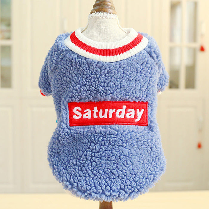 Saturday Fleece Top for Dogs and Puppies: cream, blue pet sweaters, cute casual style